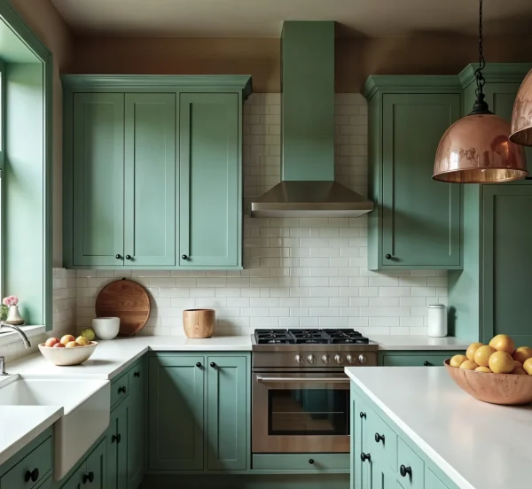 mint-green-kitchen-with-copper-lighting